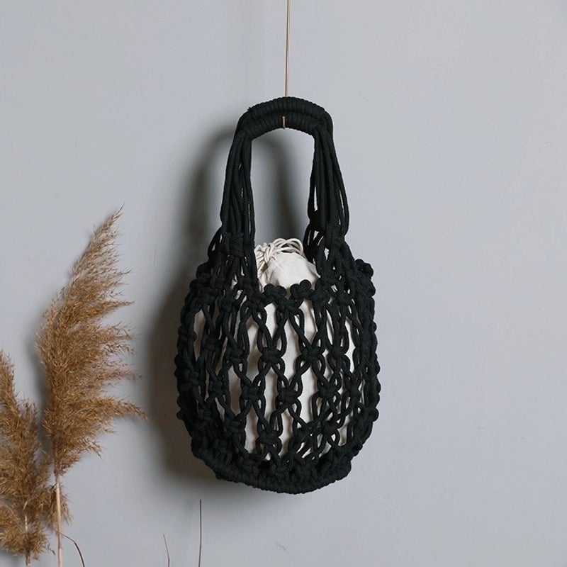 Women's Vacation Solid Color Cotton Rope Shopping Bags