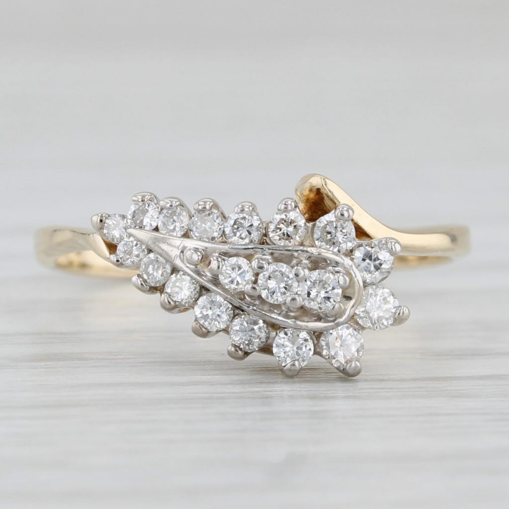 0.33ctw Diamond Paisley Ring 14k Yellow Gold Size 8