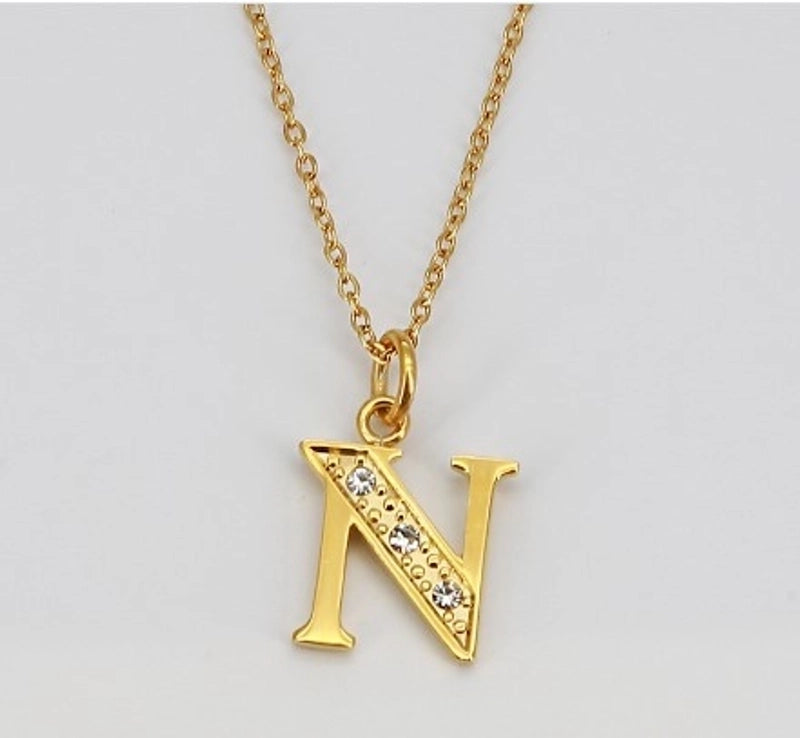 Minimalist Letter 304 Stainless Steel Rhinestones Inlay Stainless Steel Necklaces