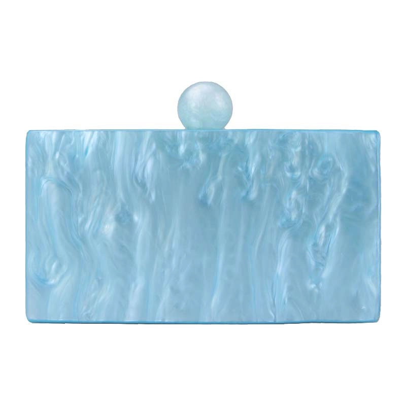 Pink Sky Blue Yellow Arylic Marble Square Evening Bags