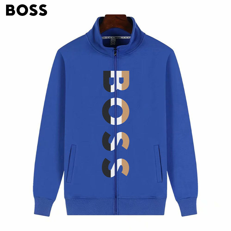 BOSS Fleece Zipper Stand Collar Sweatershirt for Autumn Winter