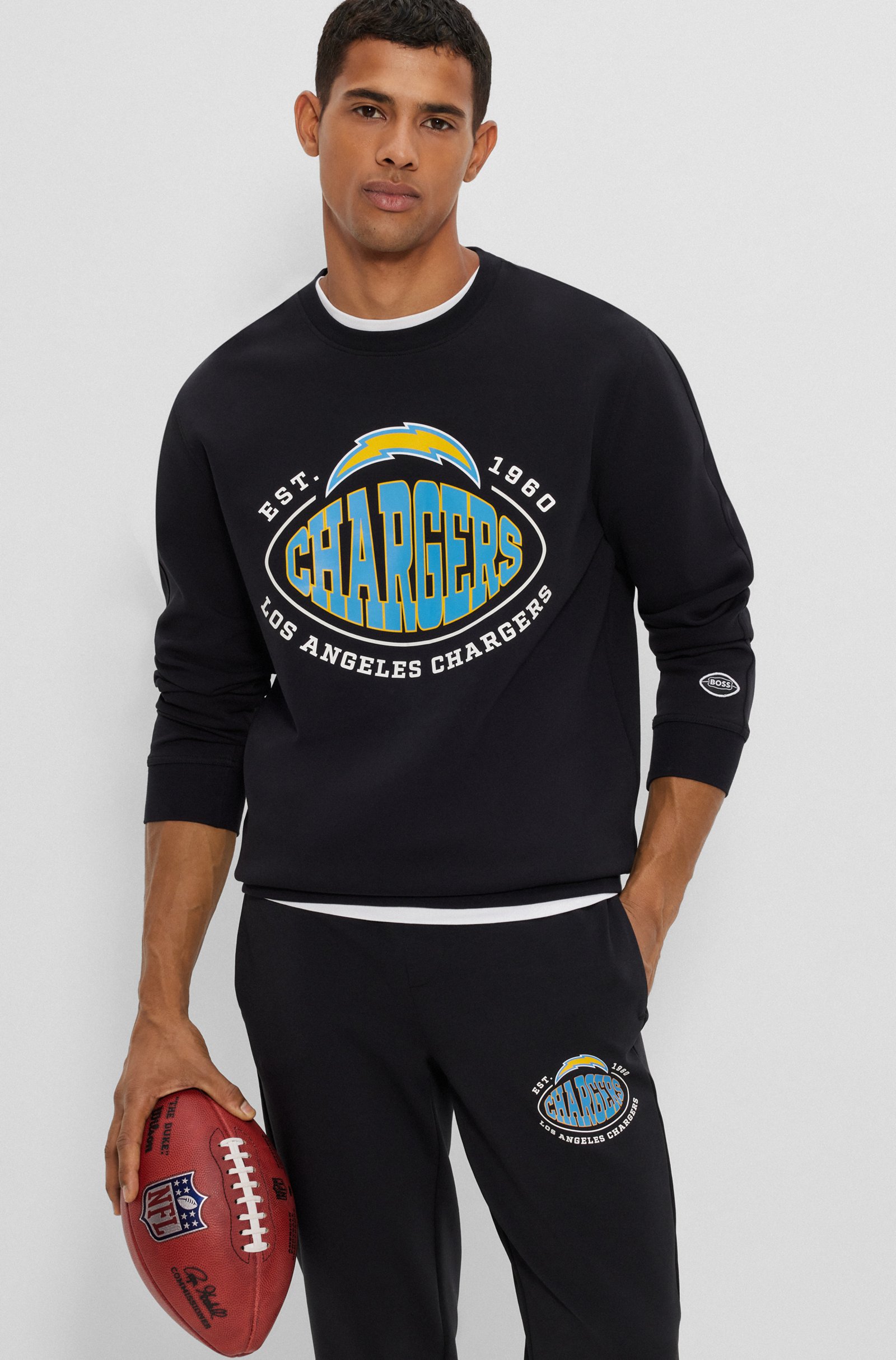 BOSS X NFL COTTON-BLEND SWEATSHIRT WITH COLLABORATIVE BRANDING