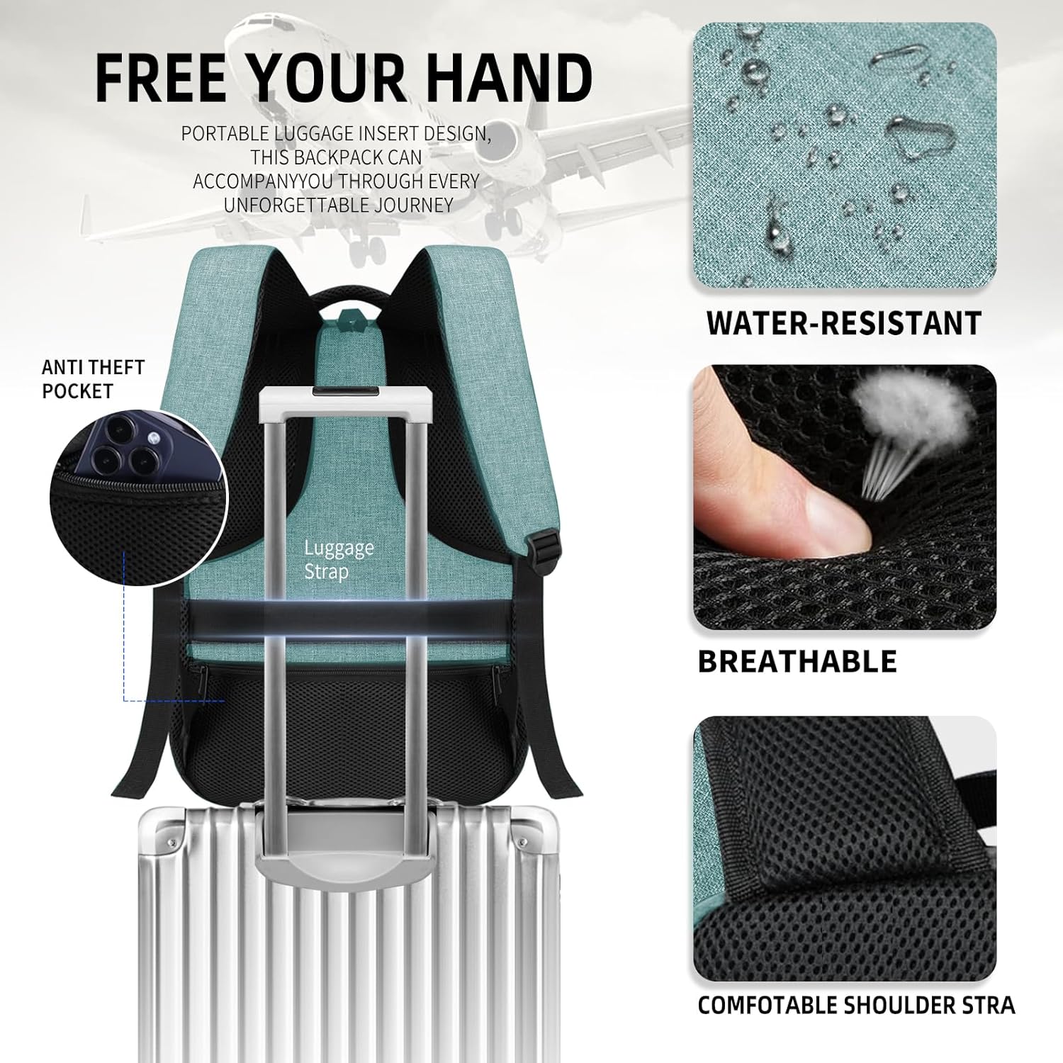 Black backpack for school, School Backpack for boys teens, Backpacks for men, College high middle school bookbag Fits15.6 Inch Laptop with USB Charging Port, Boys backpack, Book bag