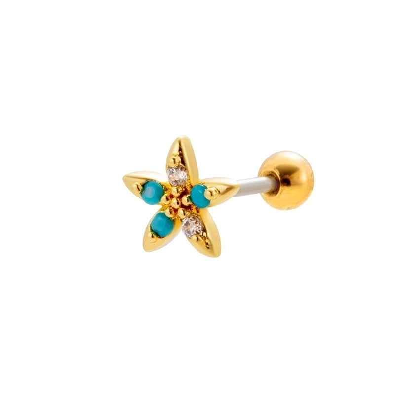 1 Piece Ear Cartilage Rings & Studs Sweet Heart Shape Flower 316L Stainless Steel  Copper Plating Inlay Zircon