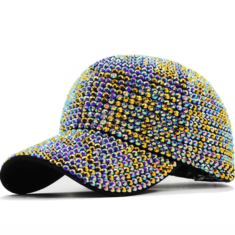Colorful Rhinestone Decor Cap Multicolors