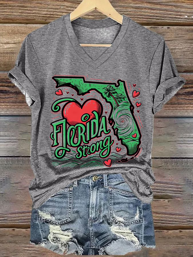 Women's Florida Strong Printed V-Neck T-Shirt