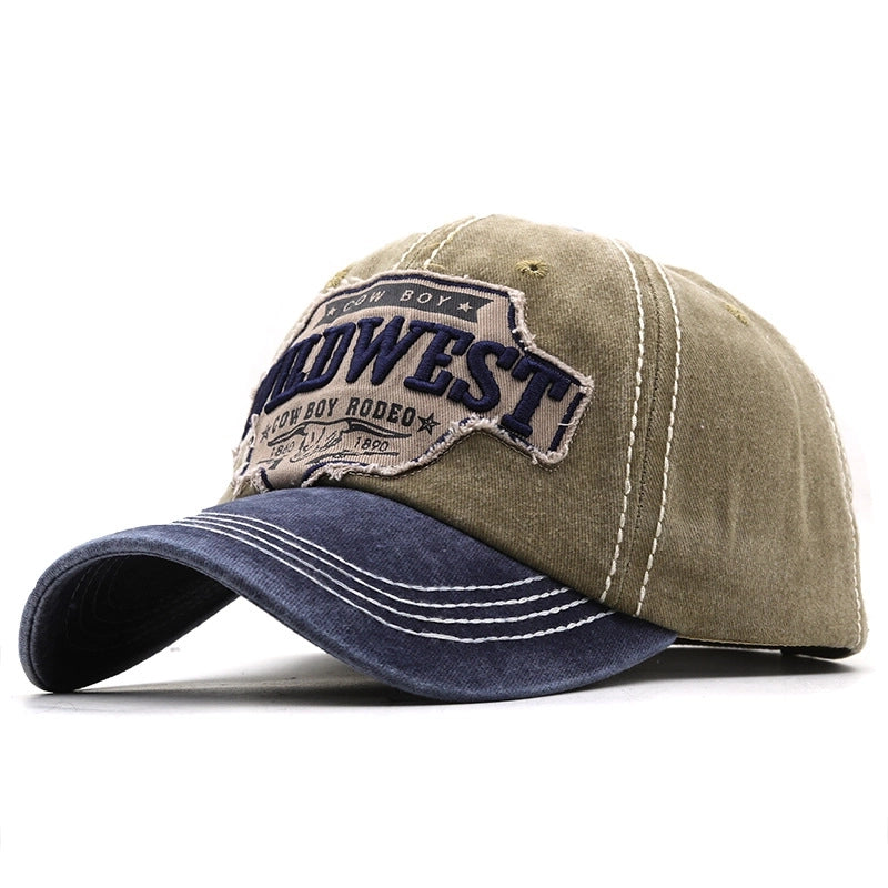 Unisex Retro Letter Color Block Curved Eaves Baseball Cap