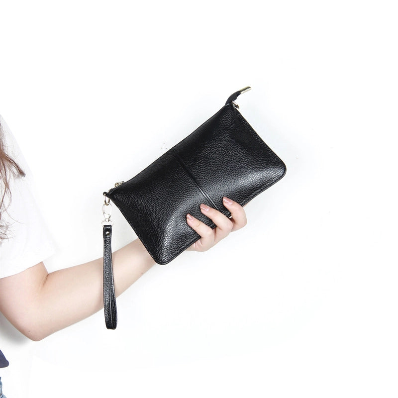 Small Leather Solid Color Fashion Zipper Envelope Bag Shoulder Bag