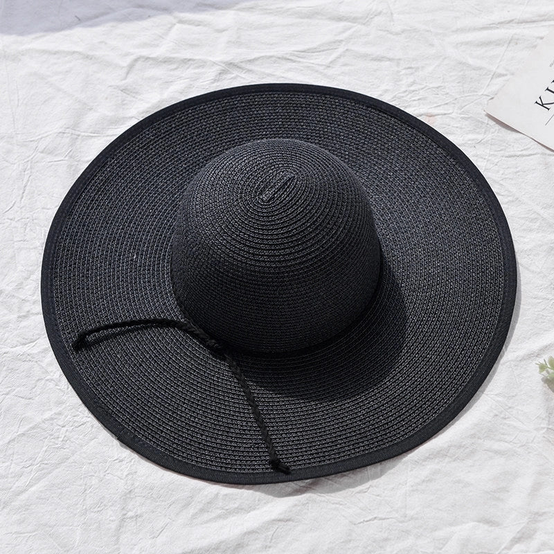 Women's Basic Pastoral Solid Color Big Eaves Straw Hat