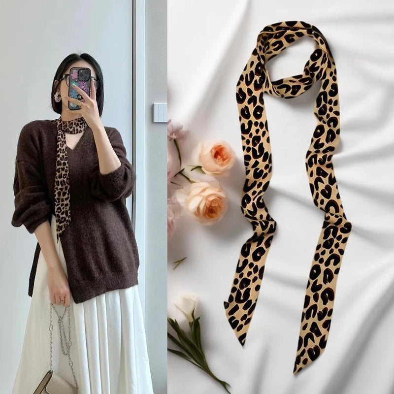 Women's Elegant Polka Dots Leopard Satin Silk Scarf