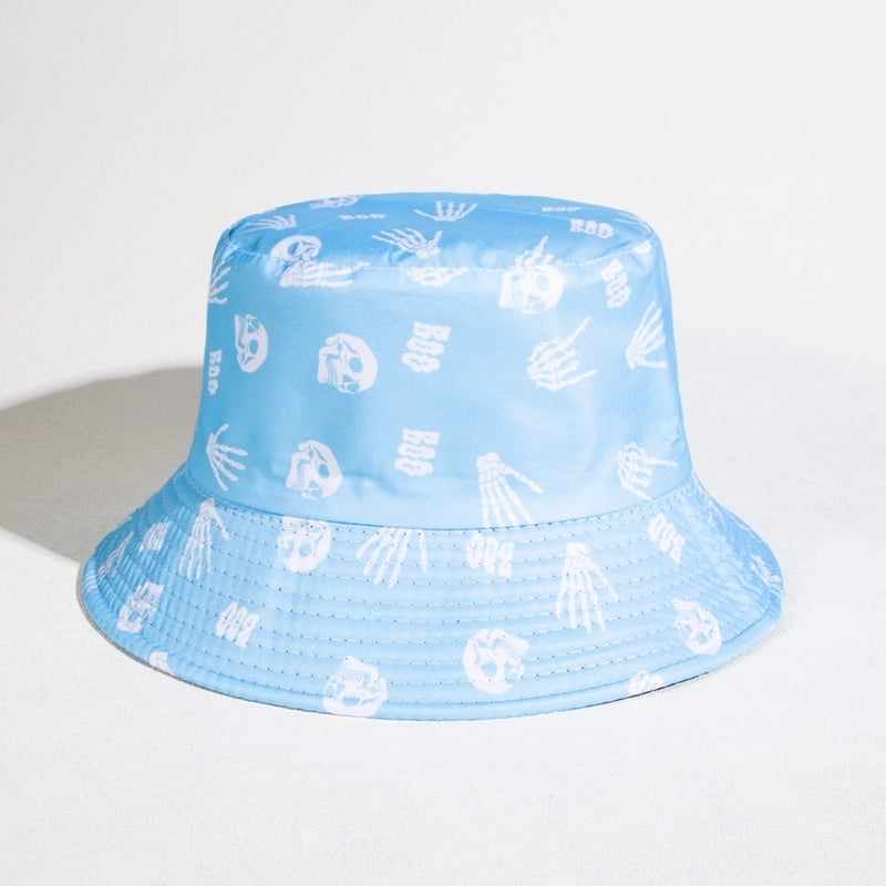 Unisex Casual Hip-Hop Skull Wide Eaves Bucket Hat