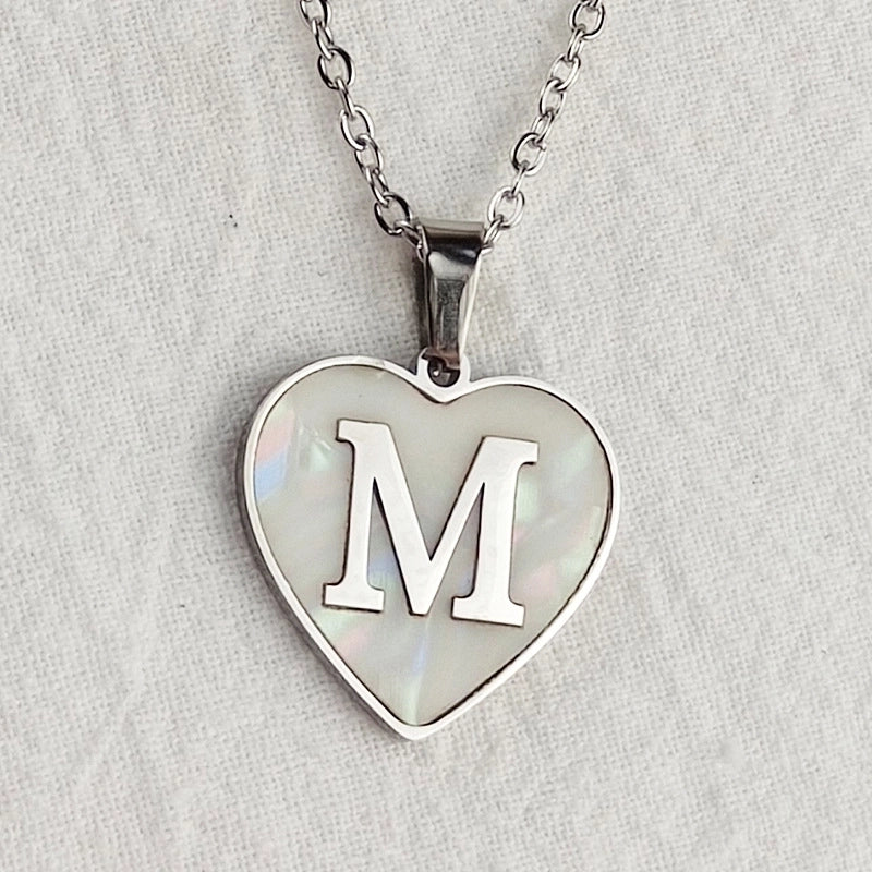 Cute Sweet Letter Titanium Steel Plating Inlay Shell Pendant Necklace