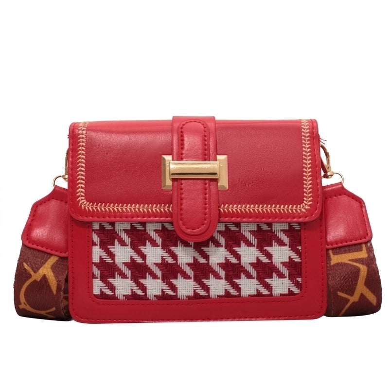 Women's Pu Leather Solid Color Fashion Square Flip Cover Shoulder Bag Crossbody Bag