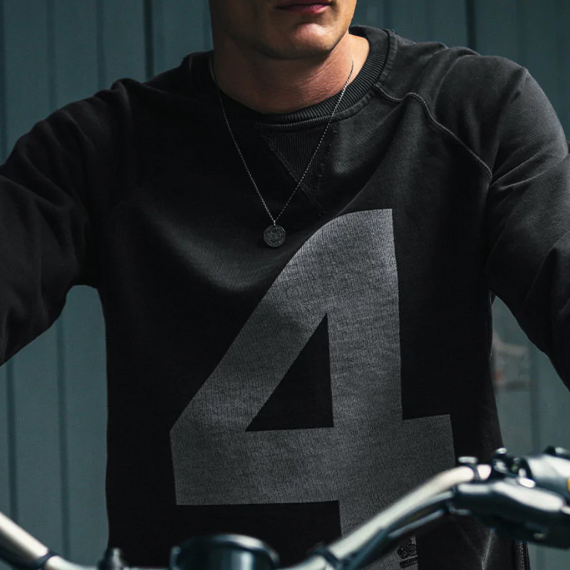 Retro American Letter 4 Print Long Sleeve Casual Sweatshirt