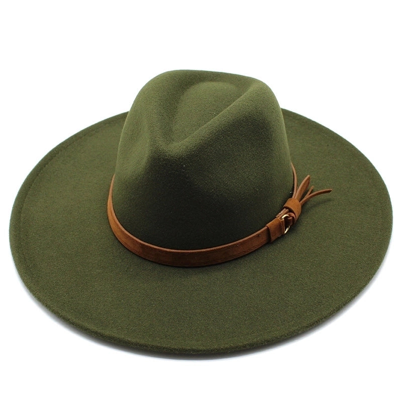 Unisex  Solid Color Flat Eaves Fedora Hat