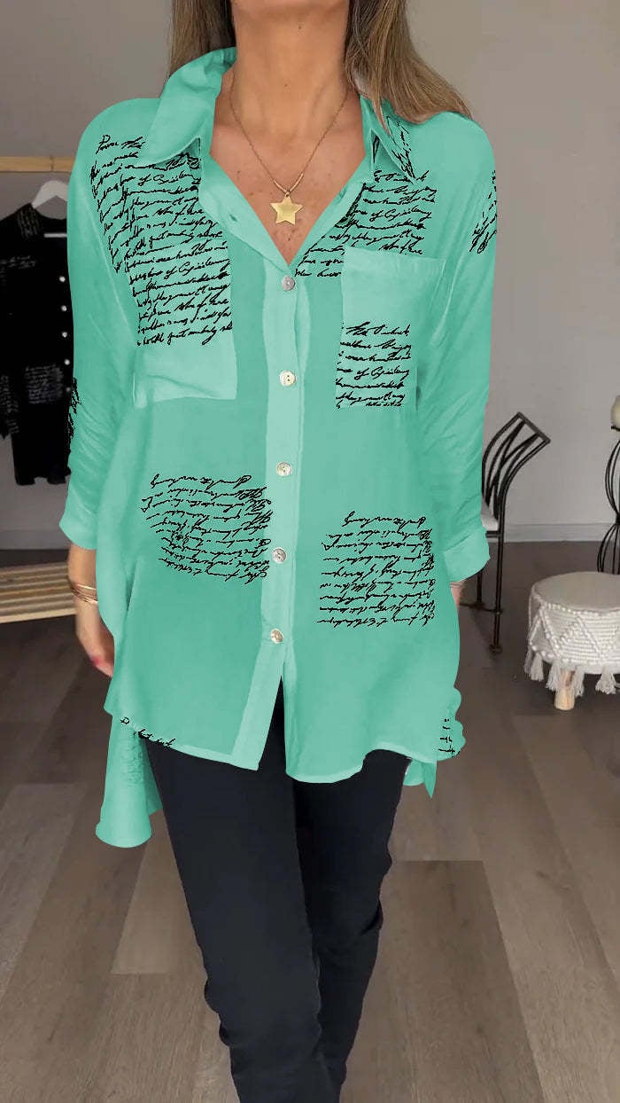 Camisa Con Solapa De Moda Con Estampado De Letras (Compra 2 Envío Gratis)