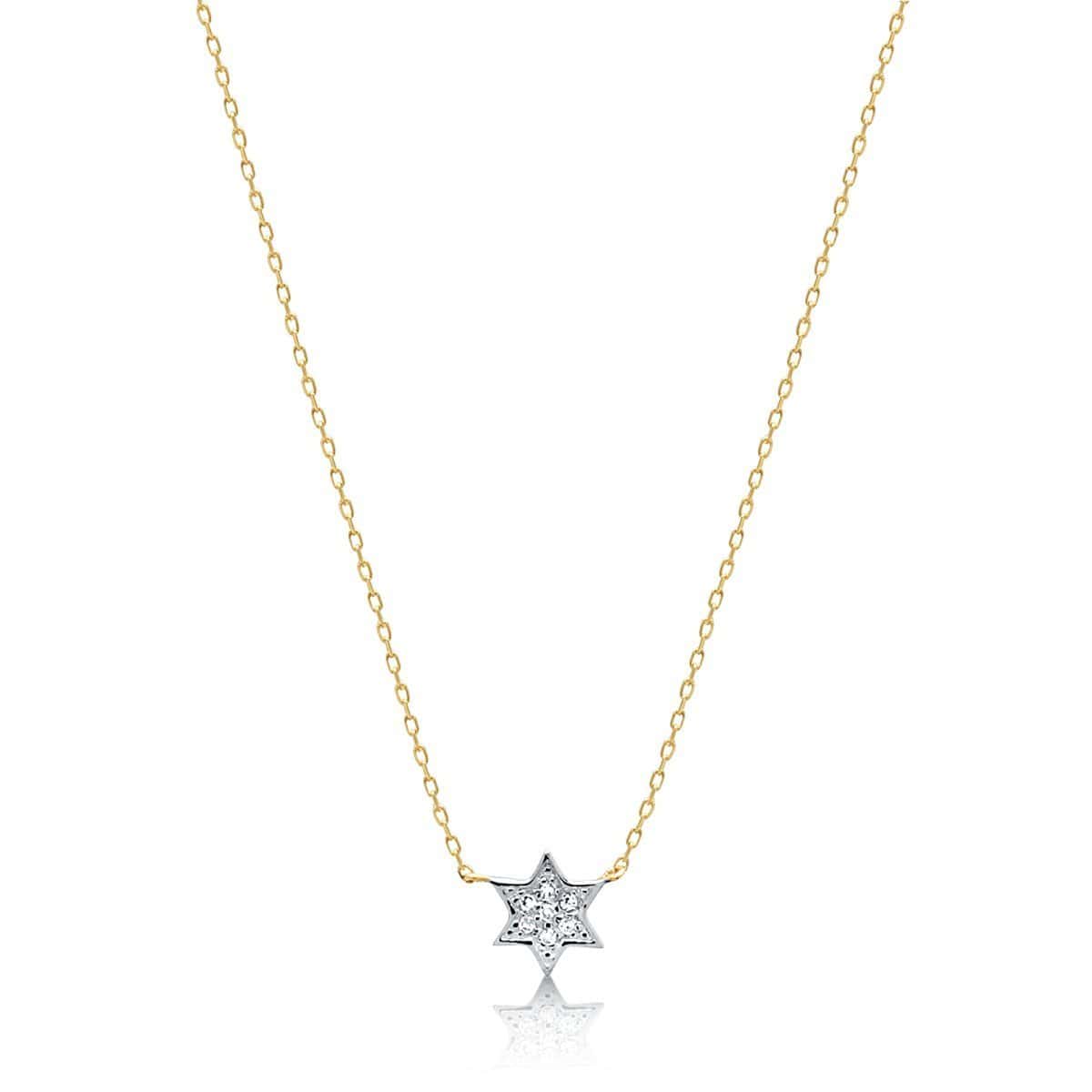 Petite Diamond Jewish Star Necklace in 14k Gold. White Gold or Rose Gold