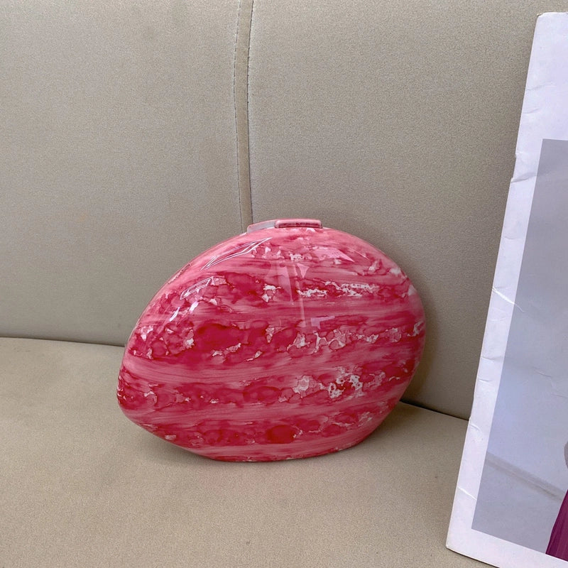 Pink Peach Color Rose Red Arylic Marble Shell Evening Bags