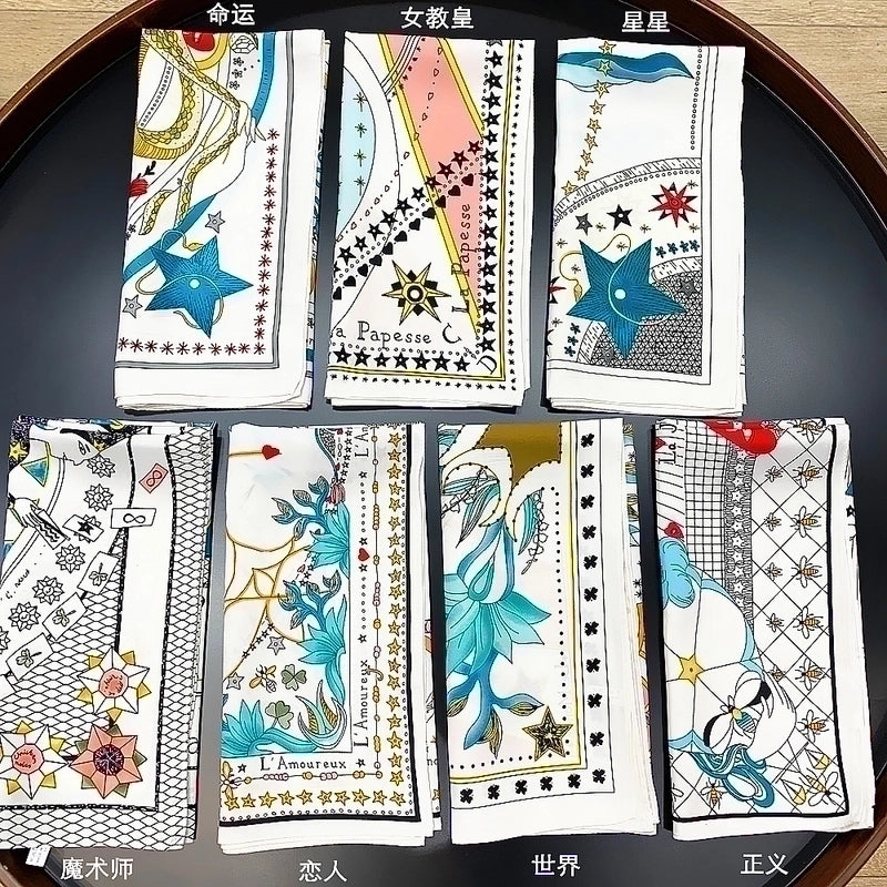 53cm New Tarot Twill Small Square Scarf Ladies Professional Small Scarf