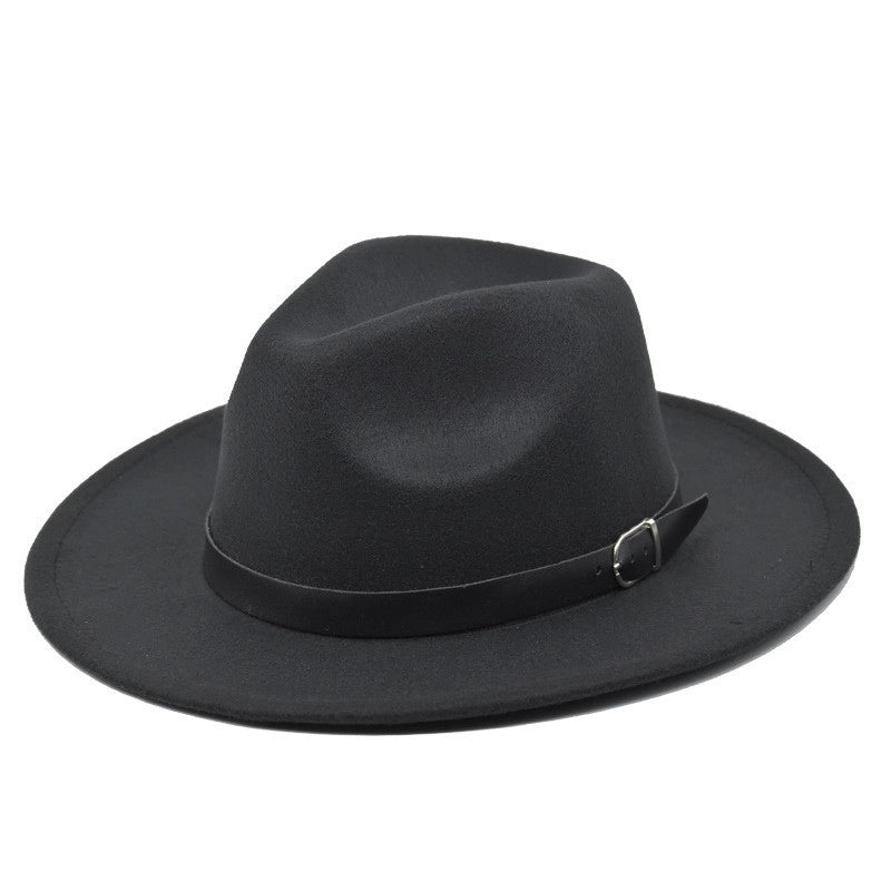 Retro Wool Hat Belt Brim Top Hat Women's Autumn And Winter  Casual Jazz Hat