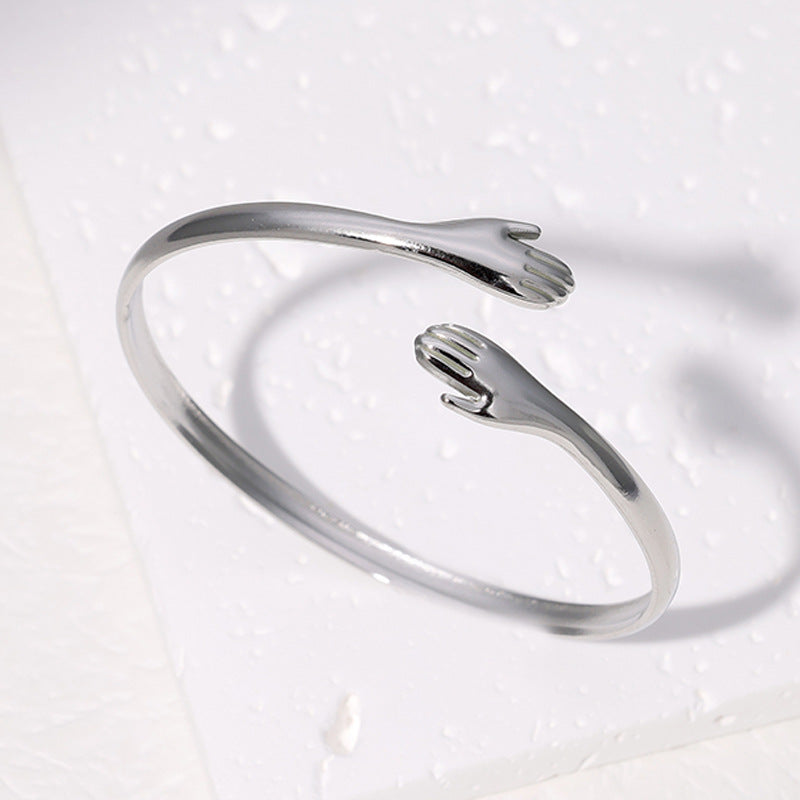 Expressive Palm Stainless Steel Electroplating Bangles