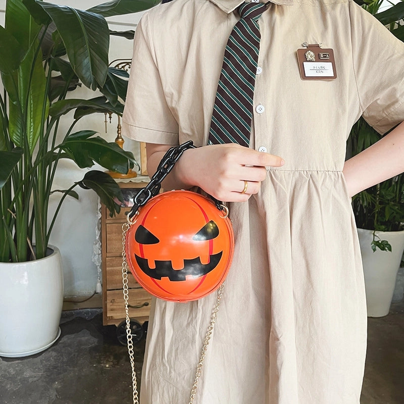Halloween Women's Pu Leather Pumpkin Cute Zipper Shoulder Bag