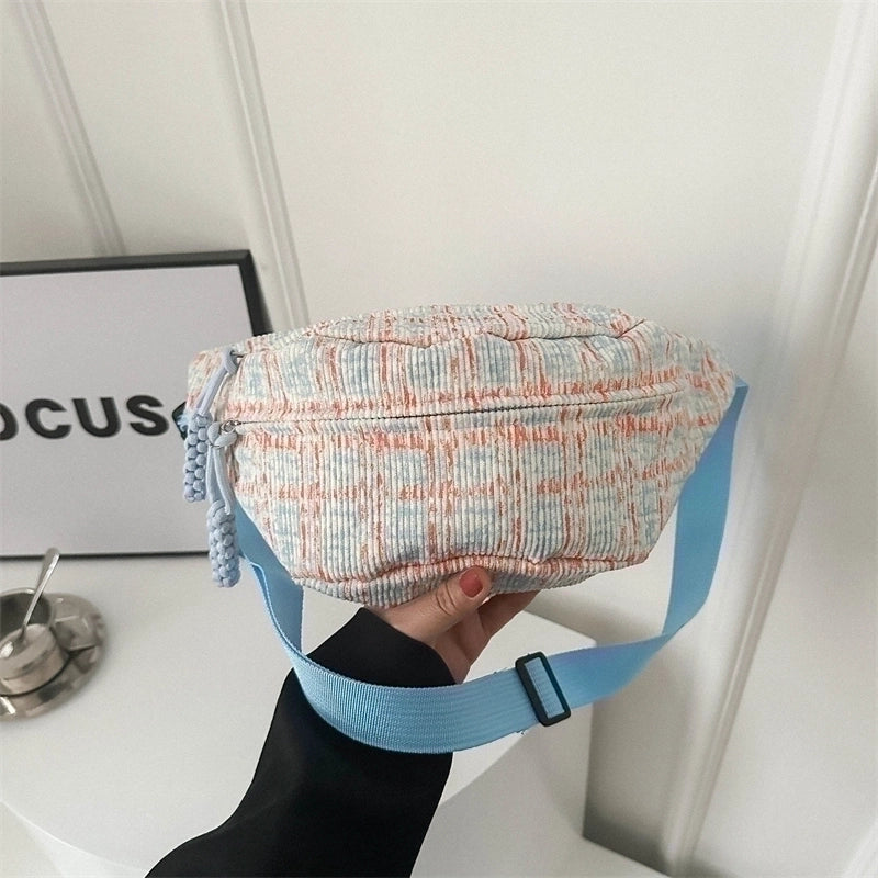 Women's Classic Style Plaid Canvas Waist Bags