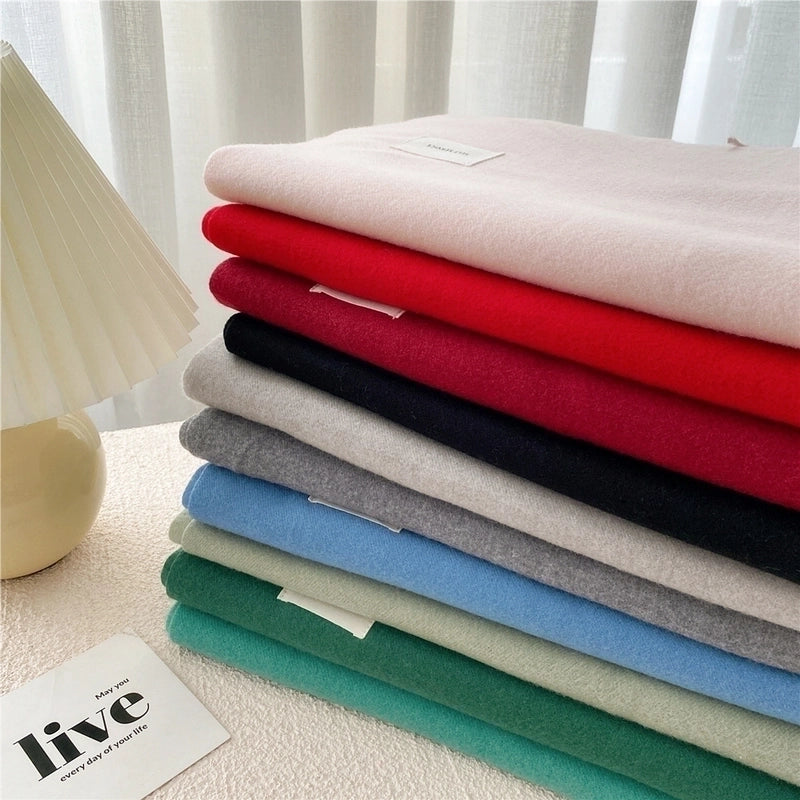 Pure Color Scarf Winter Student  Fashion Thick Warm Dual-use Shawl Cute Imitation Cashmere Scarf