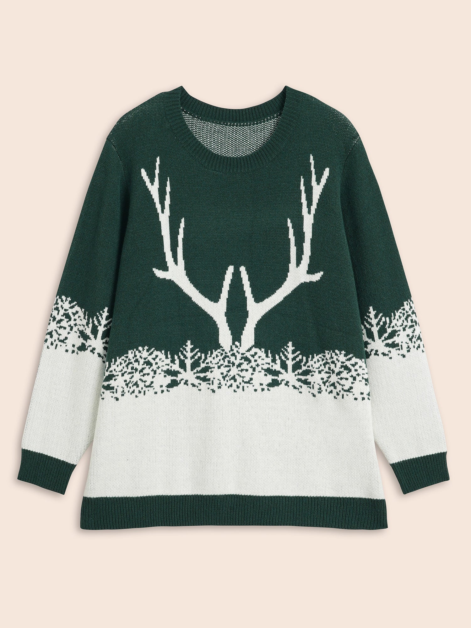 Supersoft Essentials Frosty Deer Pattern Contrast Color Pullover