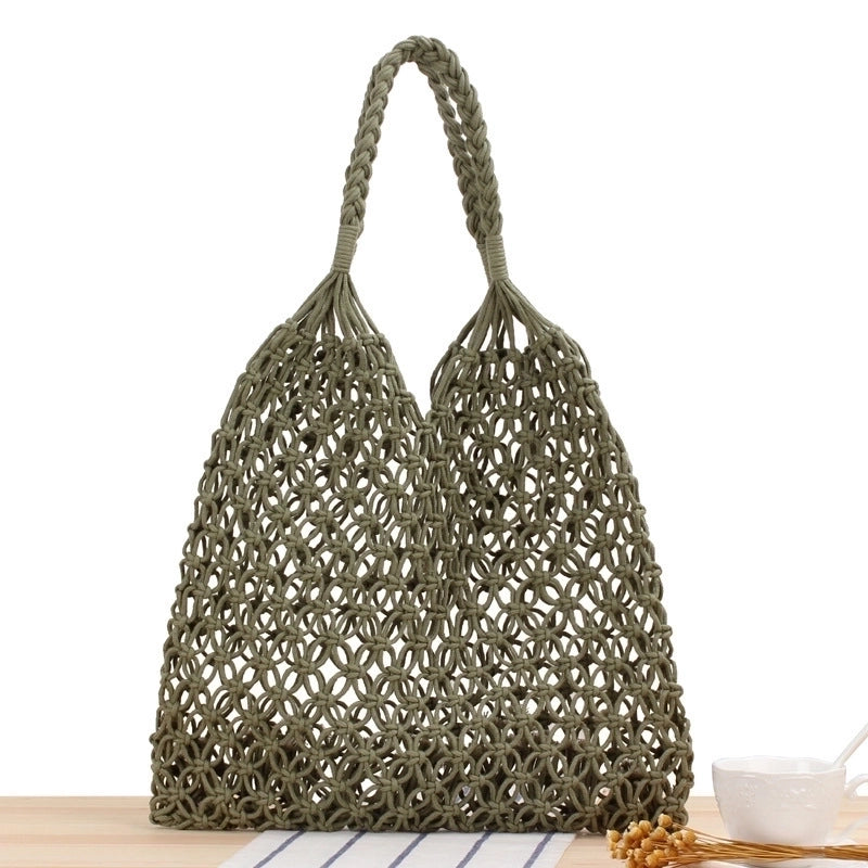 Women's Large Spring&summer Cotton Rope Vintage Style Bucket Bag