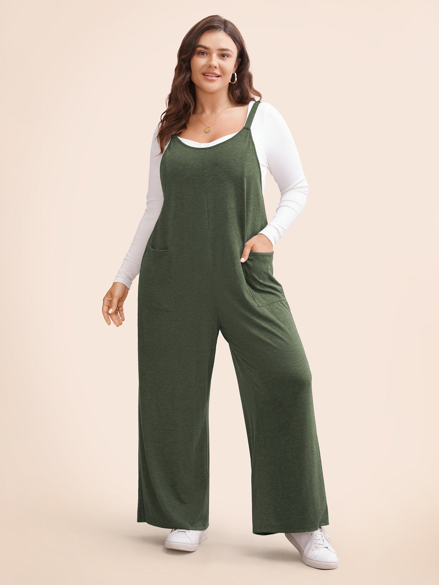 Supersoft Essentials Solid Patched Pocket Overall Cami Jumpsuit