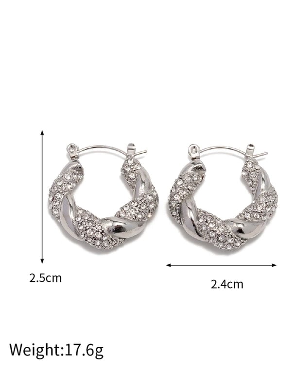 1 Pair Ins Style Retro Twist Plating Inlay Stainless Steel Zircon Earrings