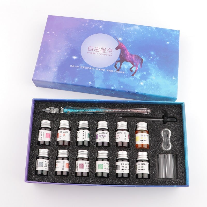 2023 Calligraphy Glass Dip Pen Ink Set