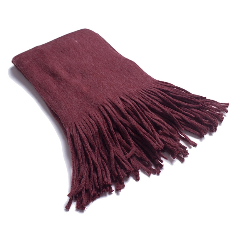 Unisex Casual Minimalist Solid Color Wool-like Tassel Scarf