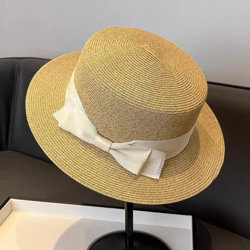 Women's Vacation Color Block Flat Eaves Straw Hat