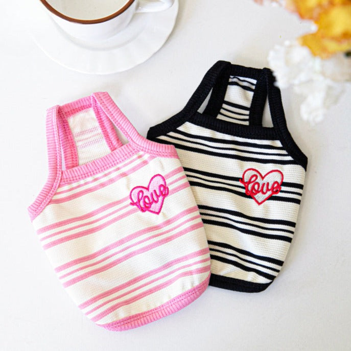 Sweet Heart Striped Dog Cat Cropped Vest