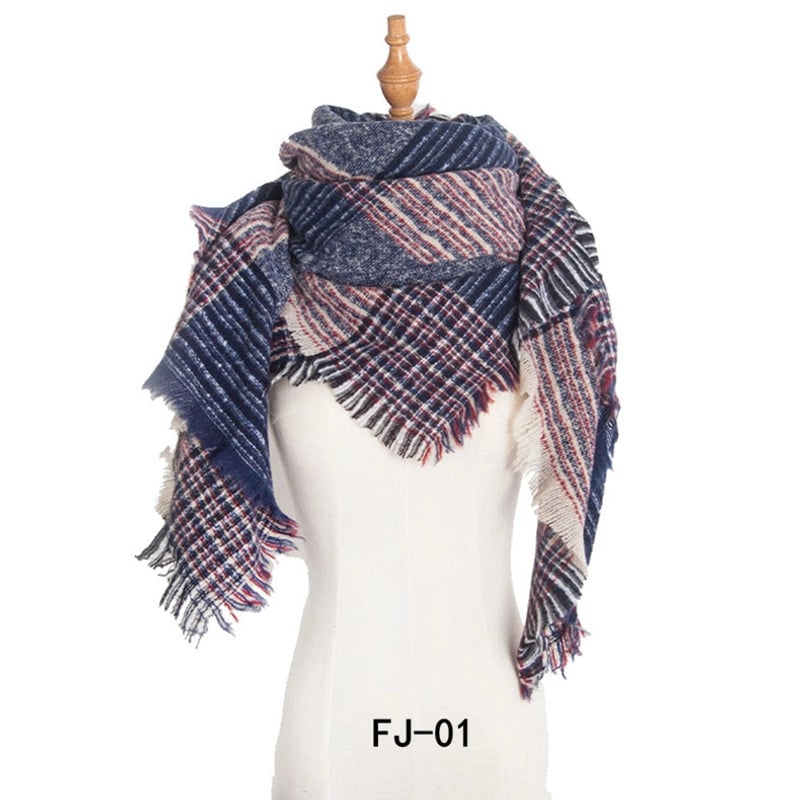 Autumn And Winter New Ring Yarn Thickened Double-sided Lattice Prick Scarf Scarf Women's Scarf Shawl Manufacturers