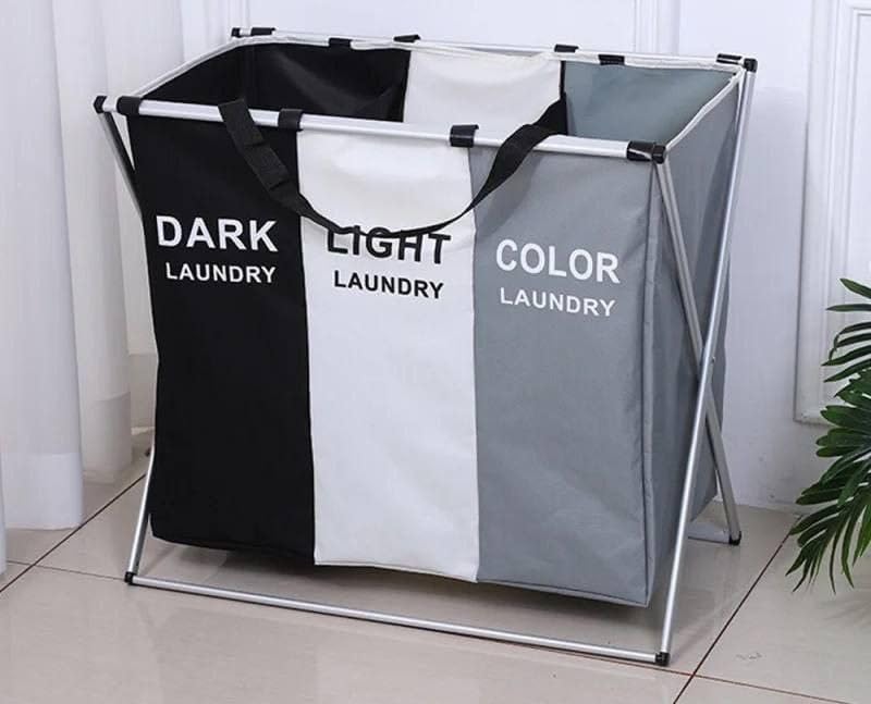 Laundry Basket 3 Section. Washing Clothes Storage for Home