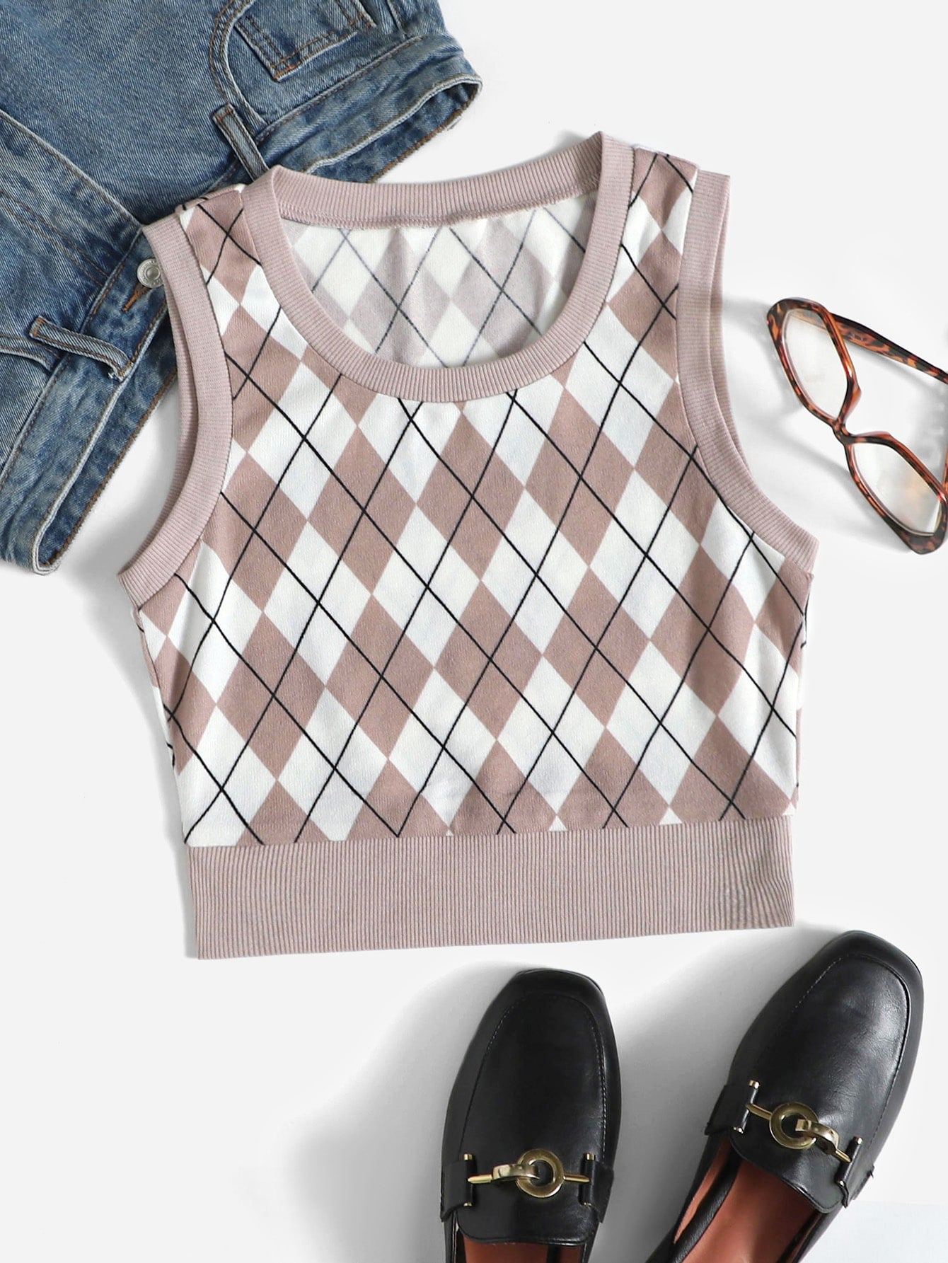 Parien Qutie Argyle Pattern Tank Top
