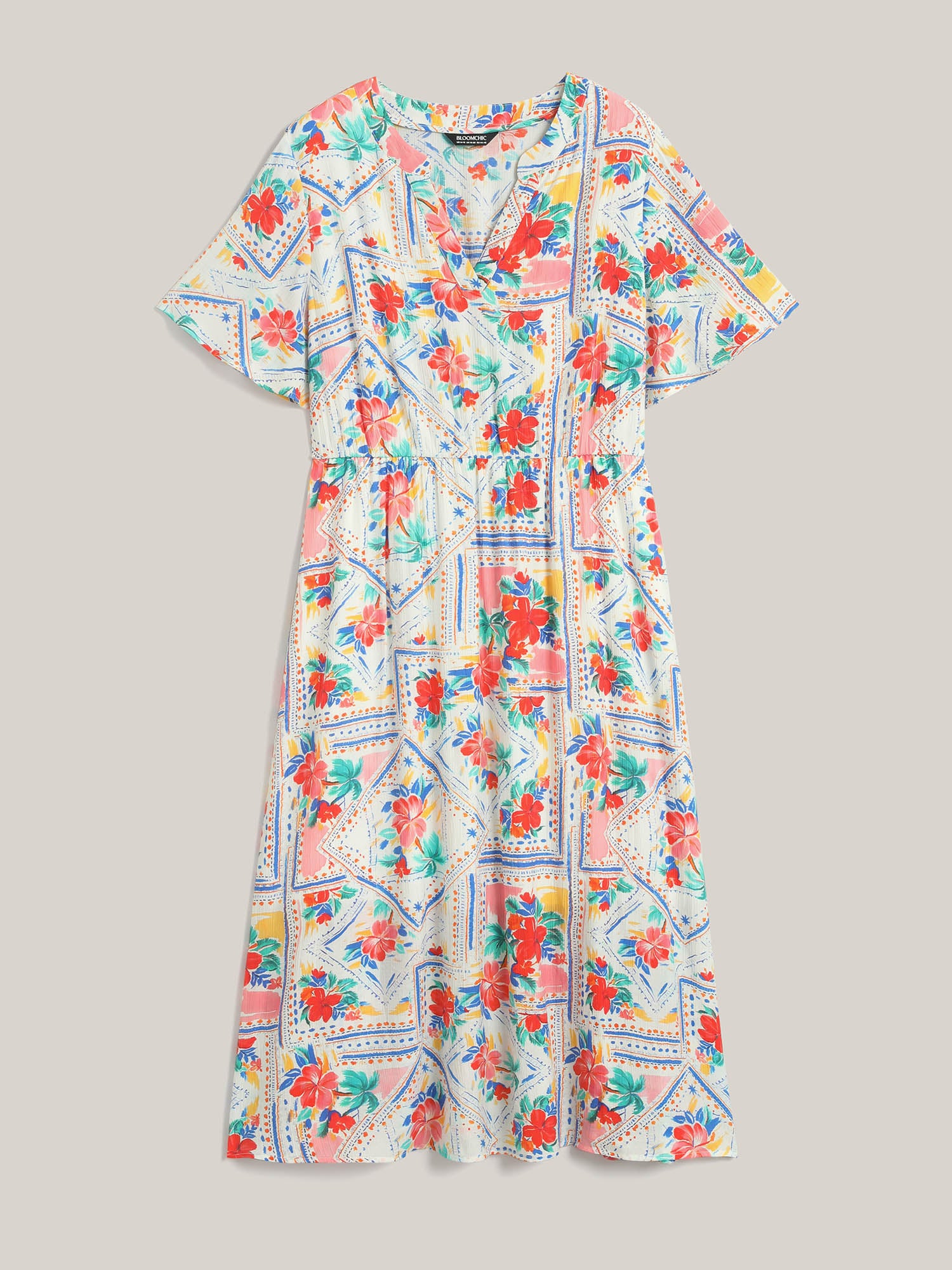 Floral Collage Print Pockets Midi Dress