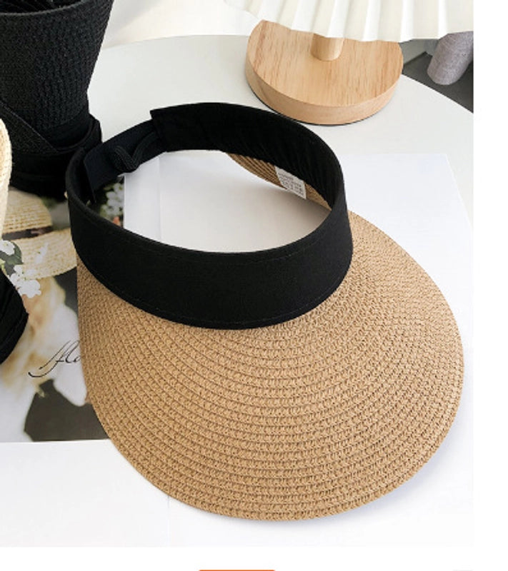 Women's Vacation Minimalist Letter Solid Color Big Eaves Straw Hat