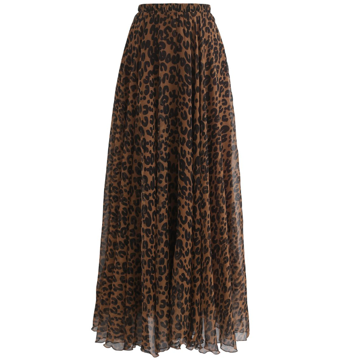 Parien Chiffon Leopard Skirt