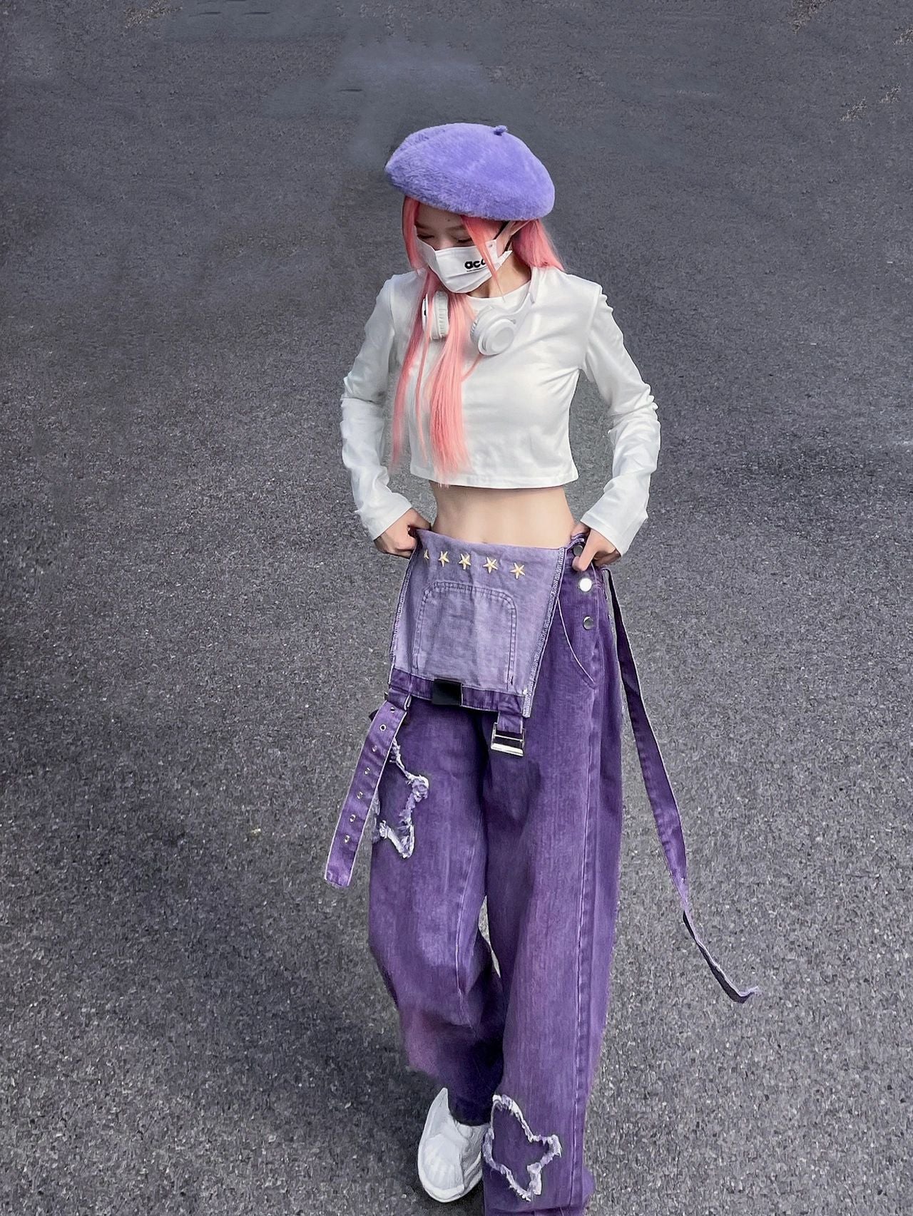 Purple Denim Overalls  KF9943