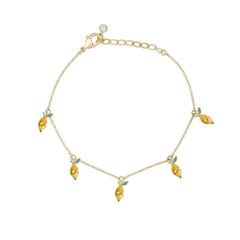 Copper Cable Chain Inlaid Zircon Fruit Artificial Gemstones Bracelets
