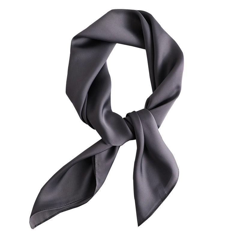 Simple Solid Color Scarf Women's Silk Small Square 70cm Basic Matching Shirt Professional Scarf Tie Hair