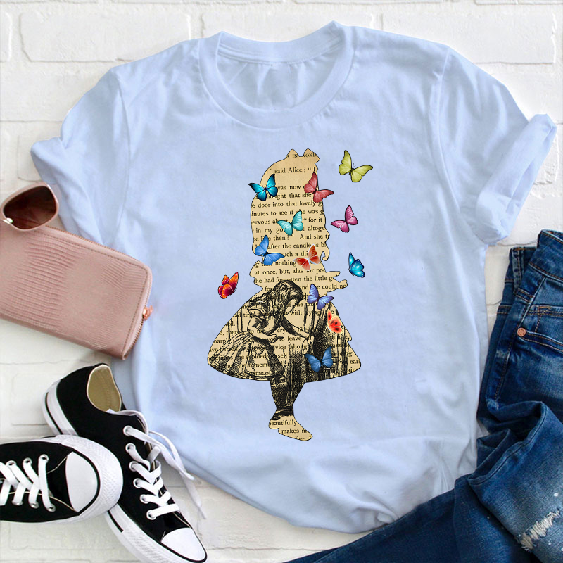 Vintage Wonderland Butterfly Teacher T-Shirt