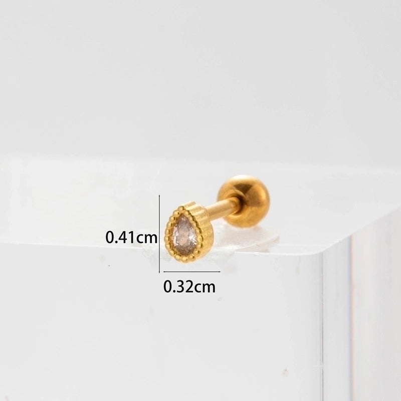Ear Cartilage Rings & Studs Flower 316L Stainless Steel  Copper Inlaid Zircon