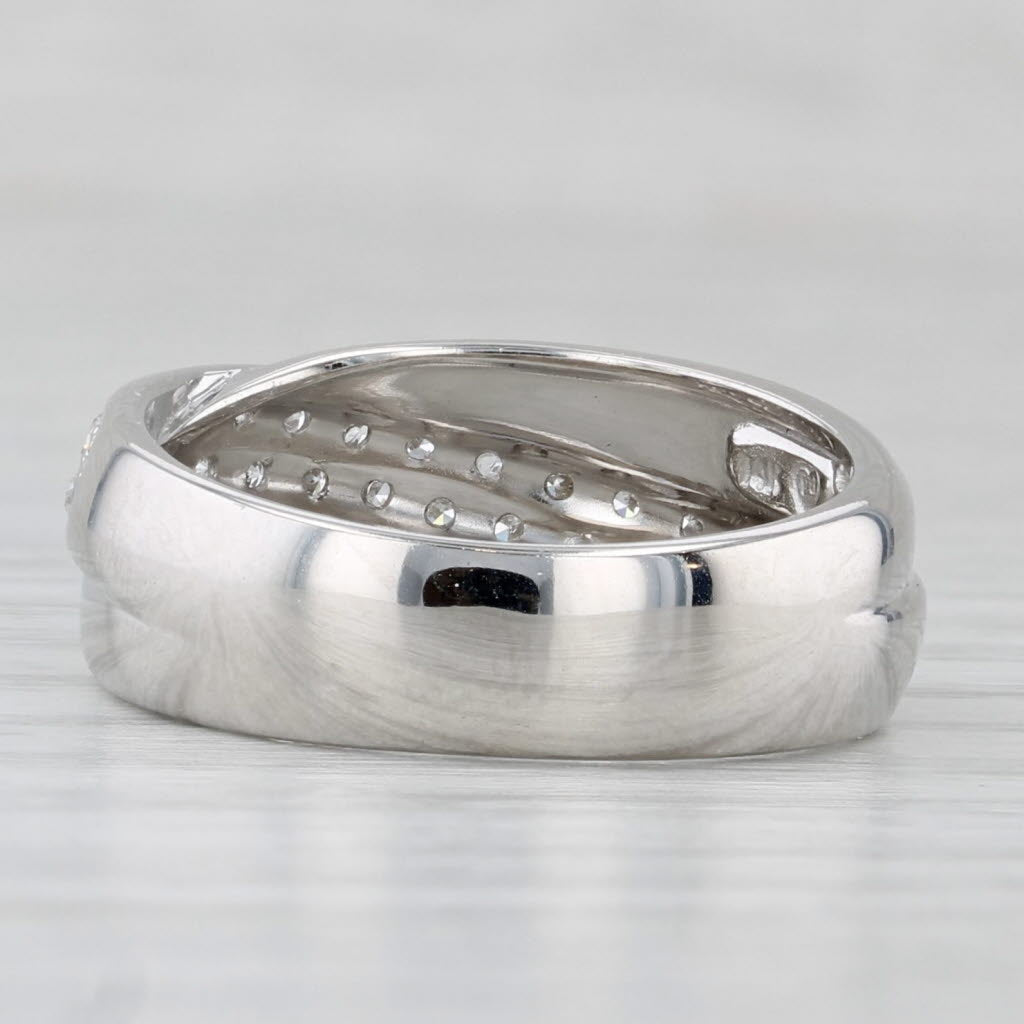 0.30ctw Pave Diamond Overlay Ring 14k White Gold Size 7 Wedding Band