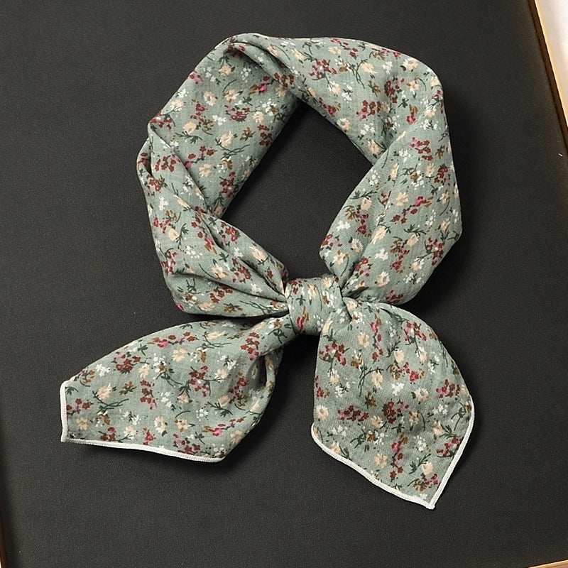 Women's Sweet Flower Cotton Silk Scarf