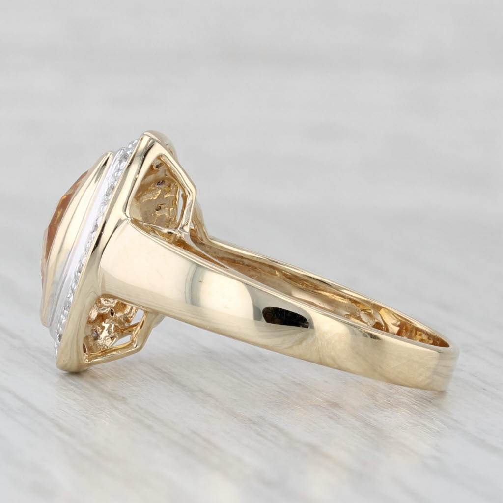 2.73ctw Citrine Diamond Halo Ring 10k Yellow Gold Size 7.25